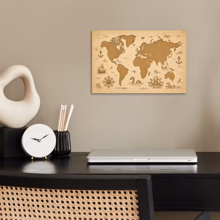 Wereldkaart - Decoratief - - Avontuurlijk poster papier klein -sfeer1