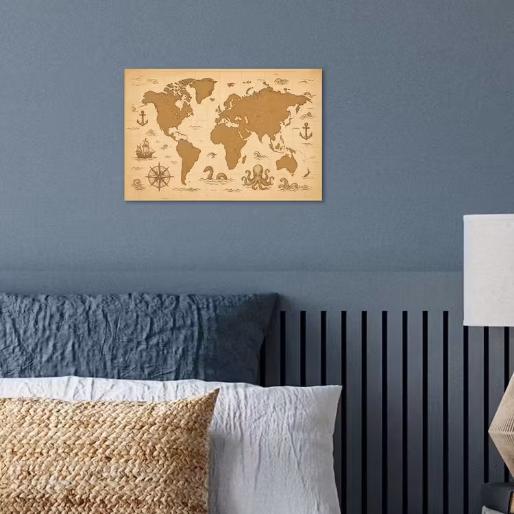 Wereldkaart - Decoratief - - Avontuurlijk poster papier klein -sfeer2