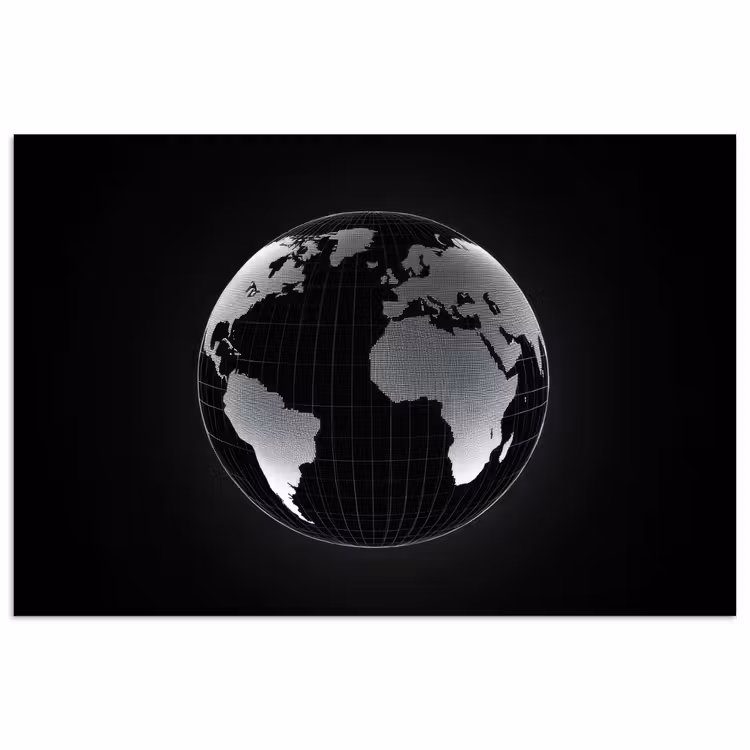 Wereldkaart - Digitaal - Raster - Wereldbol poster papier klein -3d
