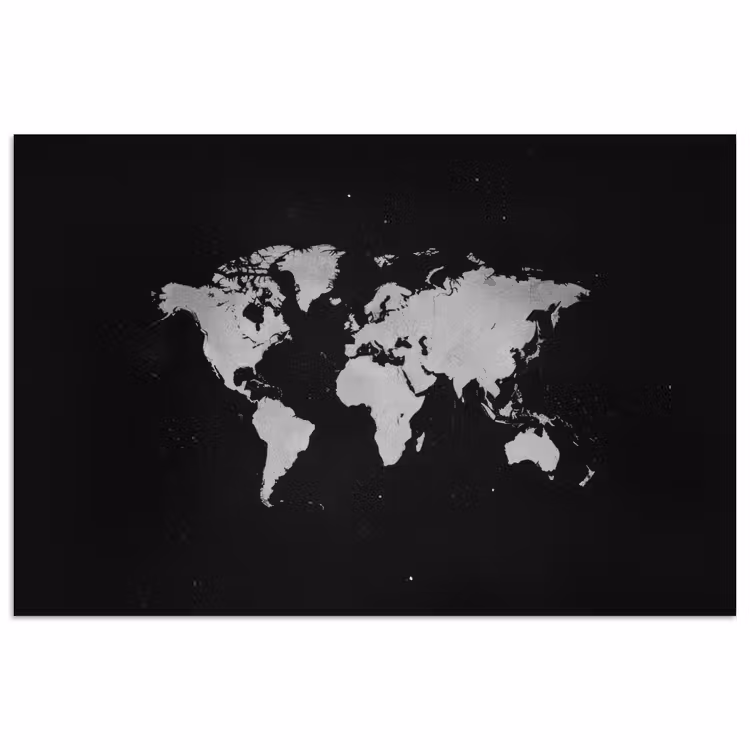 Wereldkaart - Duister - Wit poster papier klein -3d