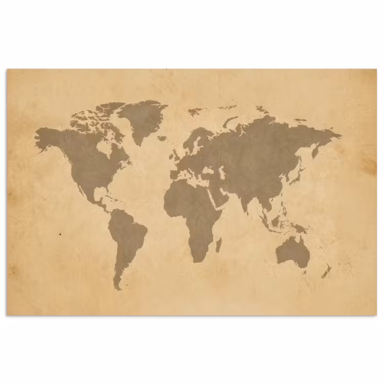 Wereldkaart - Aardtinten - Subtiel poster papier klein -3d