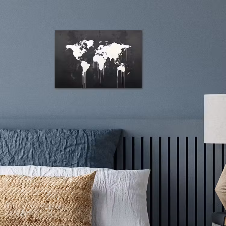 Wereldkaart - Verf - Wit poster papier klein -sfeer2