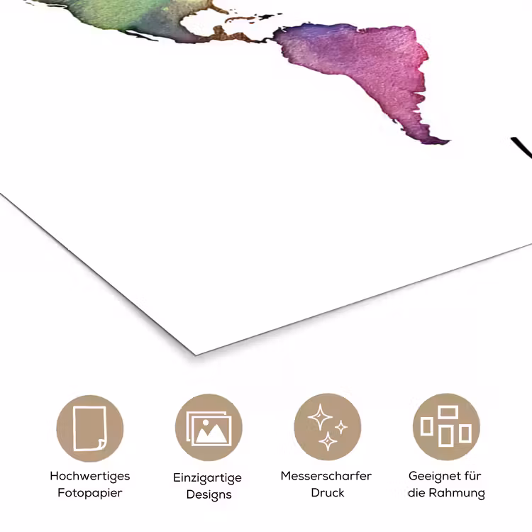 Wereldkaart - Wanderlust - Paars poster papier klein -tcloseup_DE