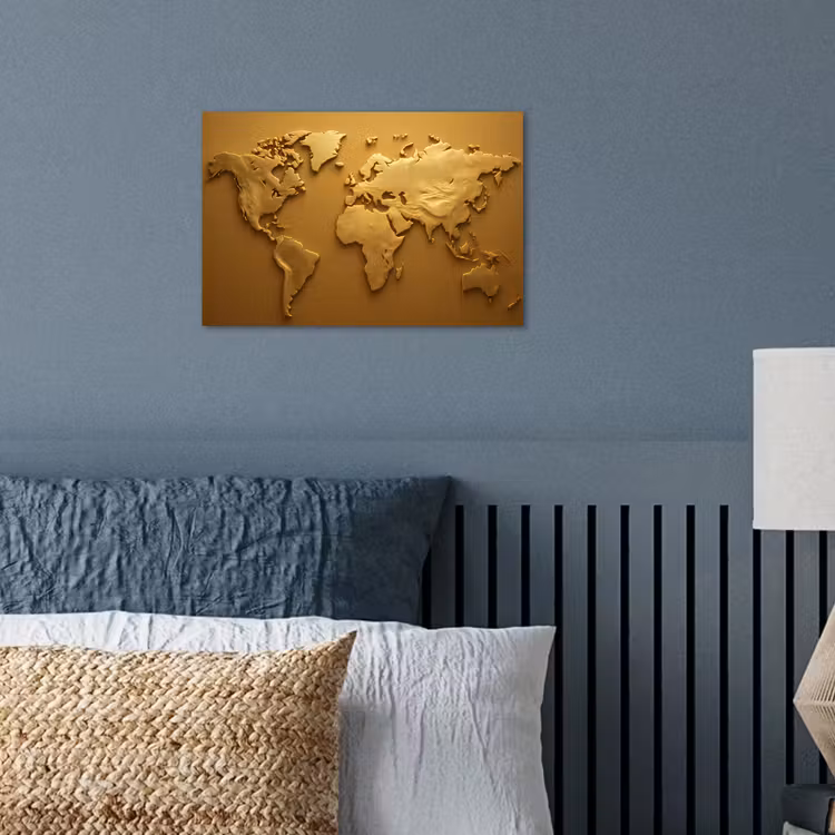 Wereldkaart - Vloeiend - Reliëfachtige wereldkaart poster papier klein -sfeer2