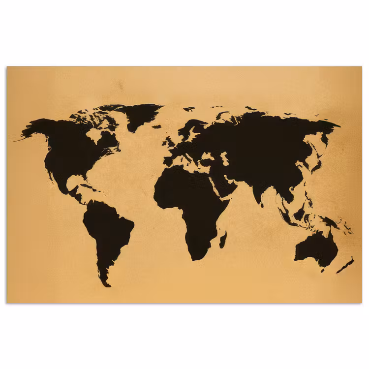 Wereldkaart - Grafisch - Zwart poster papier klein -3d
