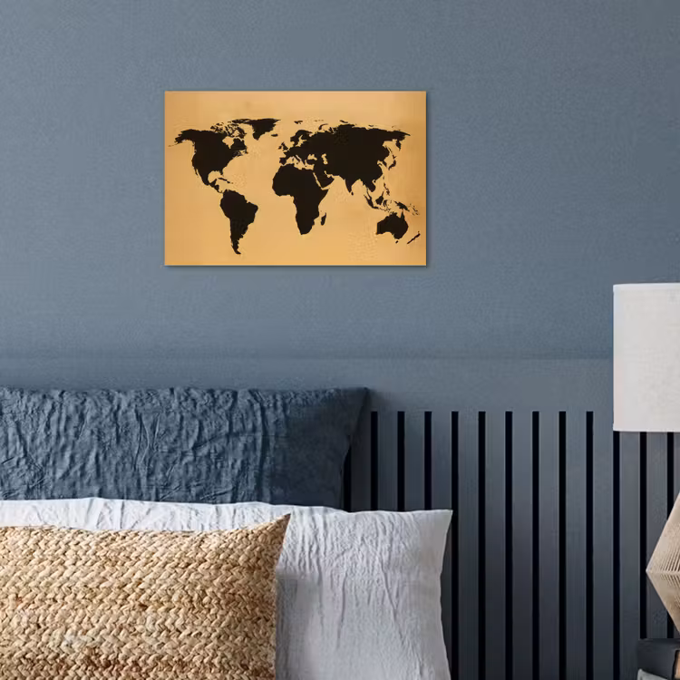 Wereldkaart - Grafisch - Zwart poster papier klein -sfeer2