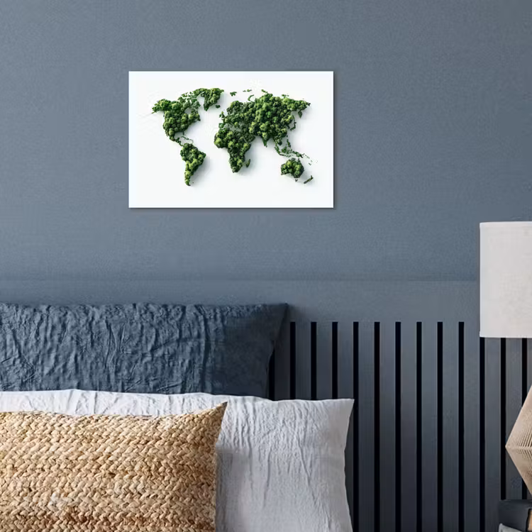 Wereldkaart - Groene bomen poster papier klein -sfeer2