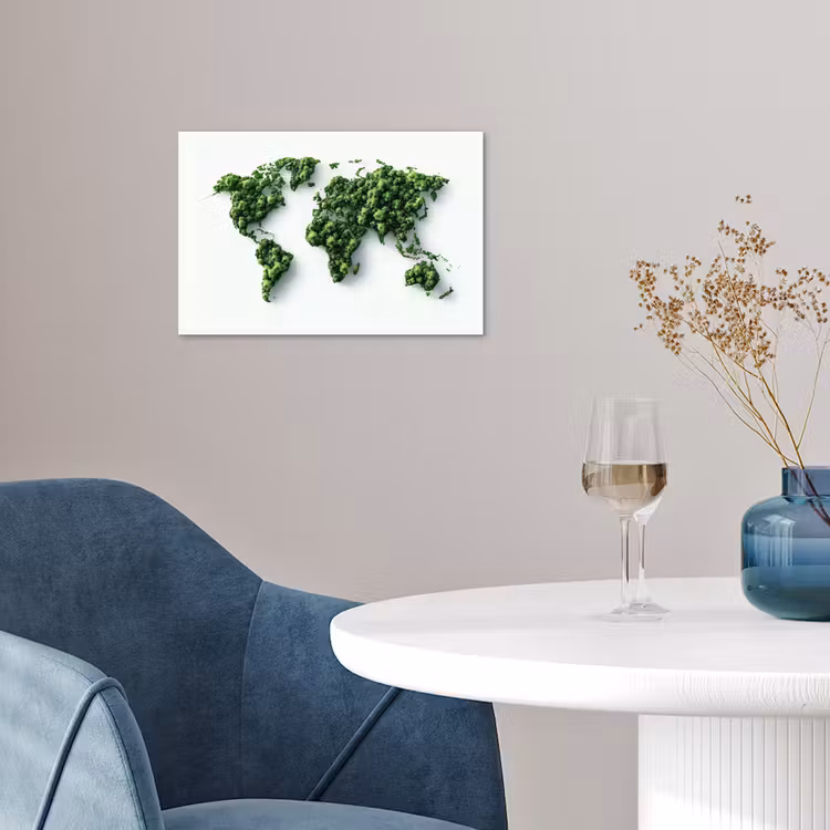 Wereldkaart - Groene bomen poster papier klein -sfeer3