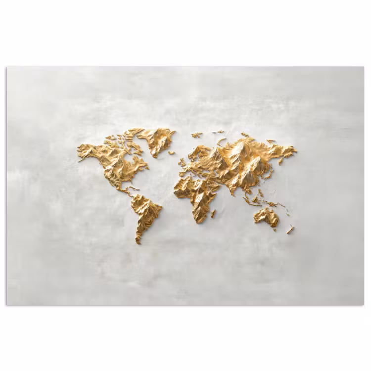 Wereldkaart - Artistiek - Grillige textuur poster papier klein -3d