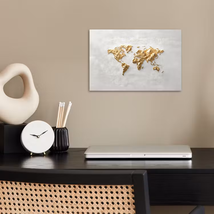 Wereldkaart - Artistiek - Grillige textuur poster papier klein -sfeer1