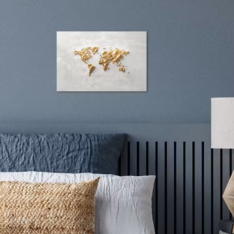 Wereldkaart - Artistiek - Grillige textuur poster papier klein -sfeer2