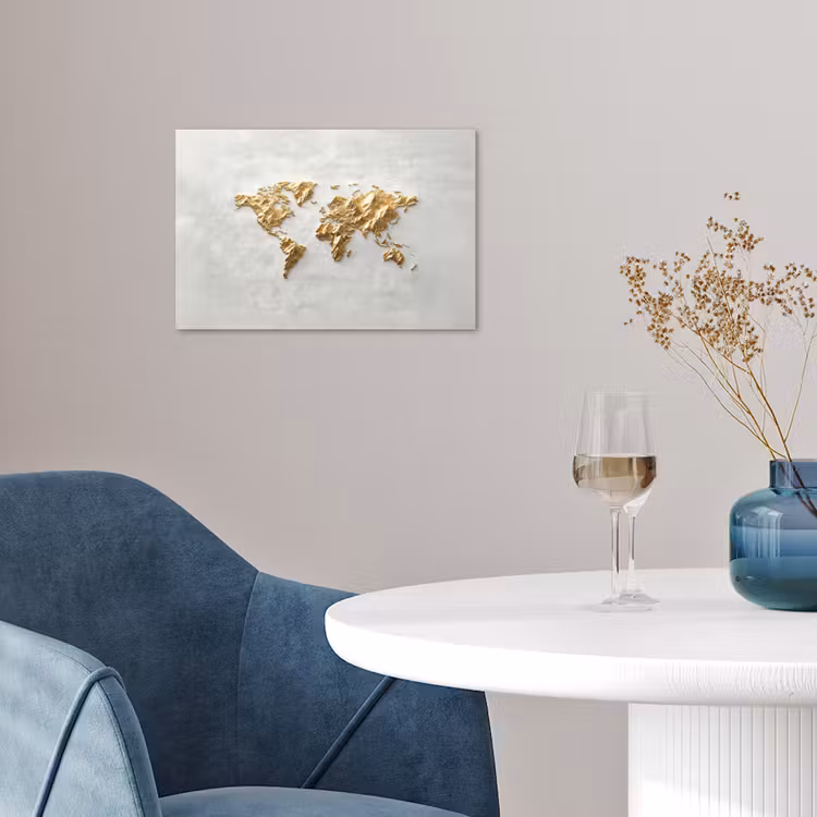 Wereldkaart - Artistiek - Grillige textuur poster papier klein -sfeer3