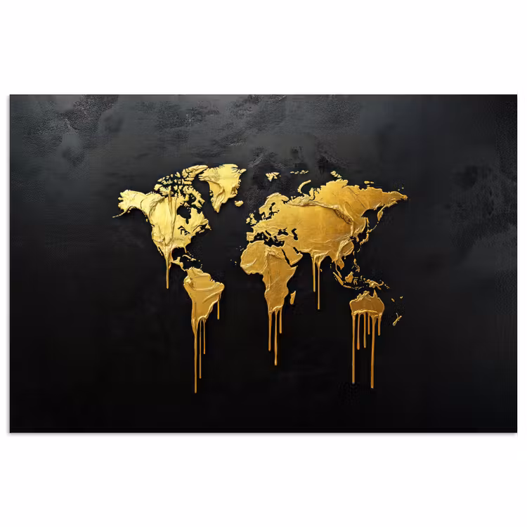 Wereldkaart - Lange druppels - Contrast poster papier klein -3d