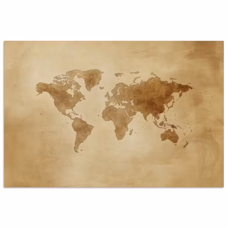 Wereldkaart - Lederen textuur poster papier klein -3d