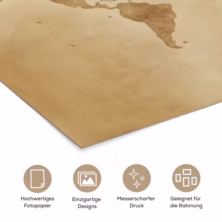 Wereldkaart - Lederen textuur poster papier klein -tcloseup_DE
