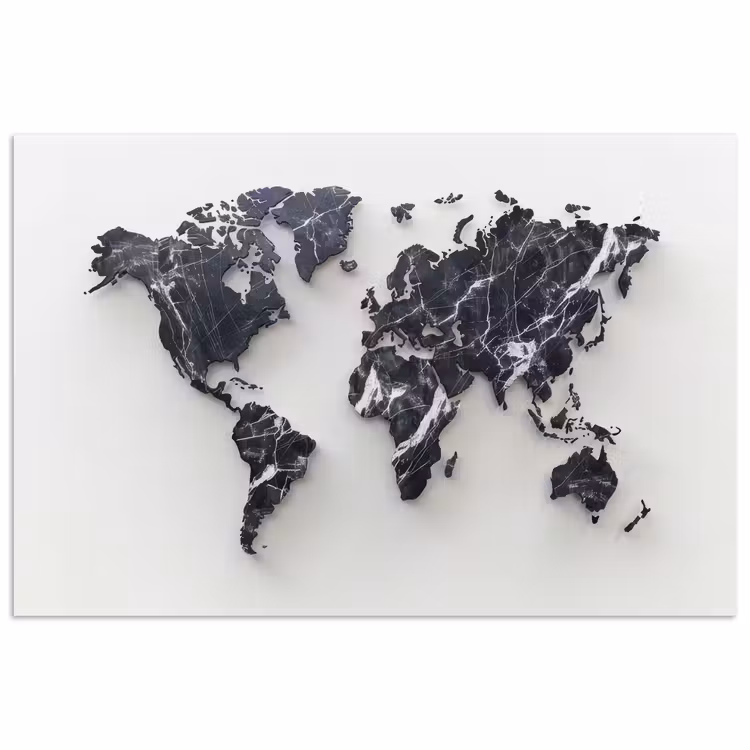 Wereldkaart - Marmer - Modern poster papier klein -3d