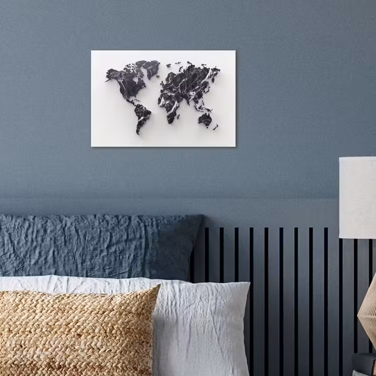 Wereldkaart - Marmer - Modern poster papier klein -sfeer2