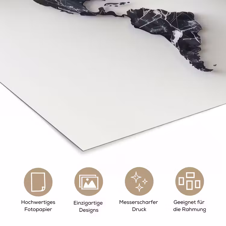 Wereldkaart - Marmer - Modern poster papier klein -tcloseup_DE
