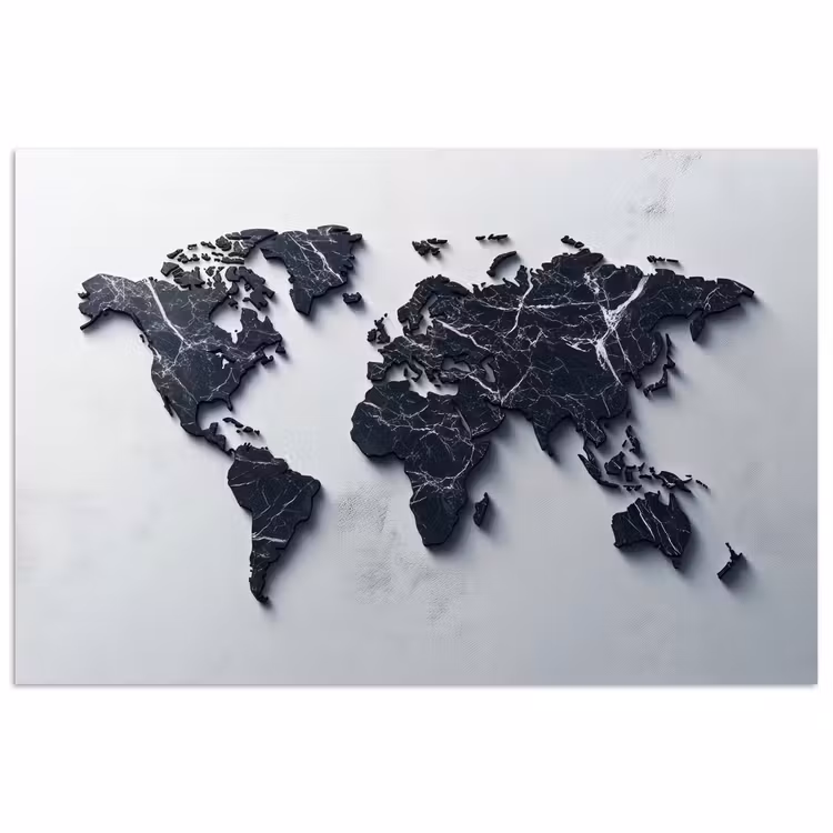 Wereldkaart - Marmer - Ruwe achtergrond poster papier klein -3d
