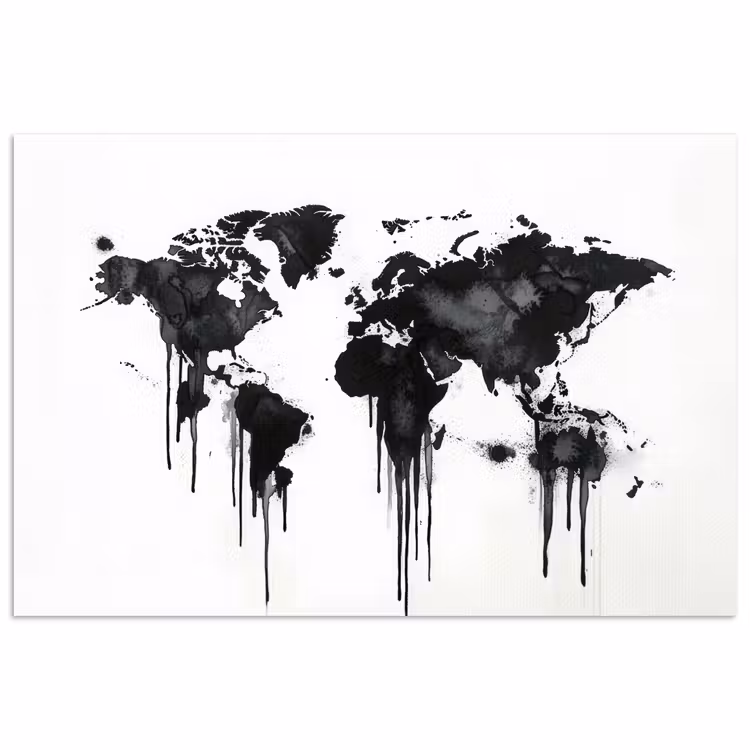 Wereldkaart - Minimalistisch - Graffiti poster papier klein -3d