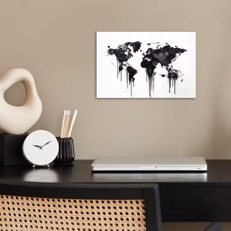 Wereldkaart - Minimalistisch - Graffiti poster papier klein -sfeer1