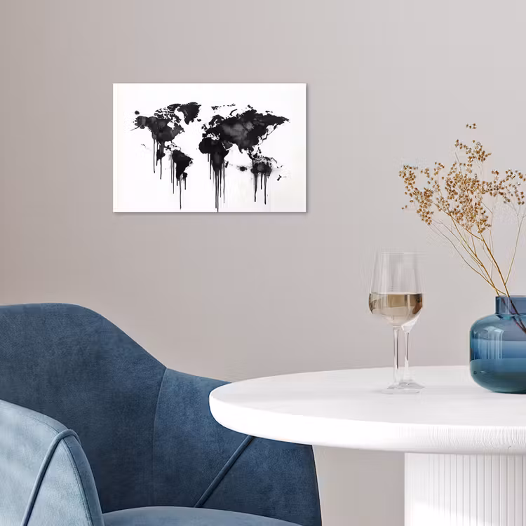 Wereldkaart - Minimalistisch - Graffiti poster papier klein -sfeer3