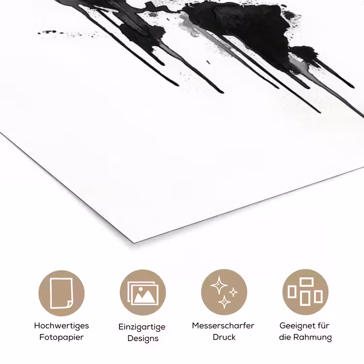 Wereldkaart - Minimalistisch - Graffiti poster papier klein -tcloseup_DE