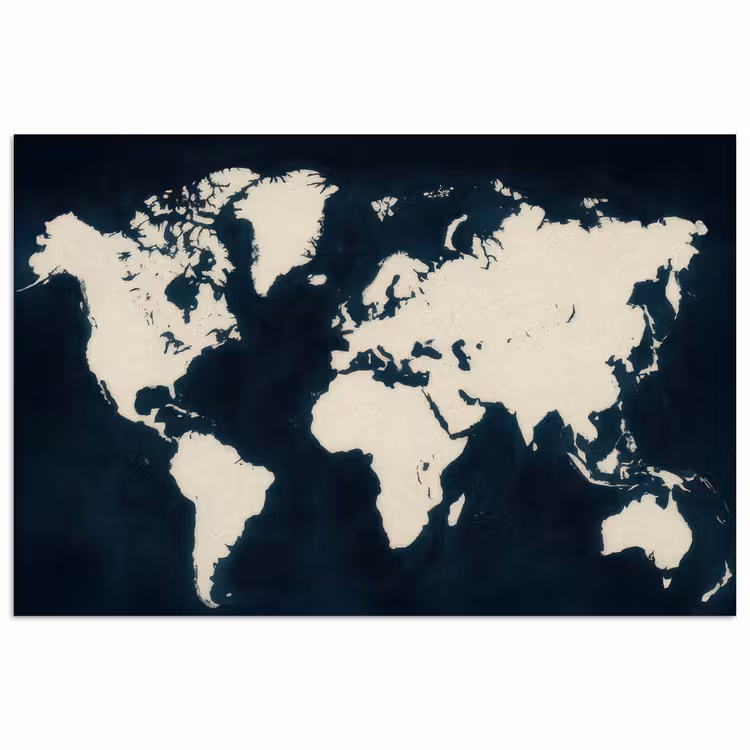 Wereldkaart - Minimalistisch - Contrast poster papier klein -3d