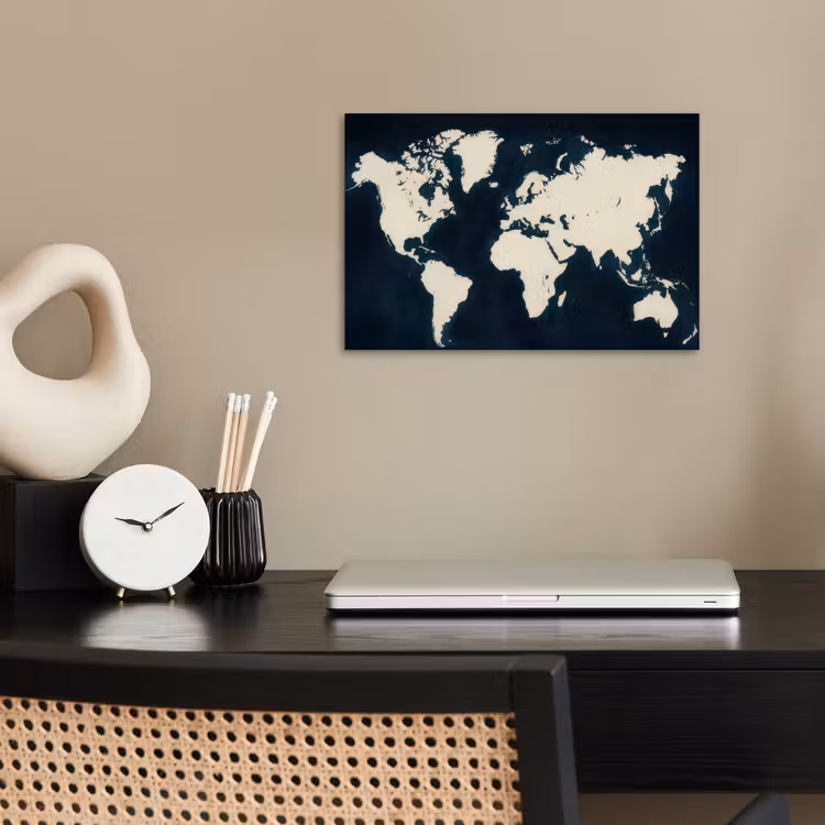 Wereldkaart - Minimalistisch - Contrast poster papier klein -sfeer1
