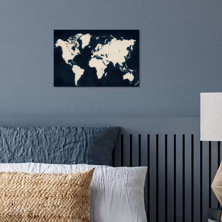 Wereldkaart - Minimalistisch - Contrast poster papier klein -sfeer2