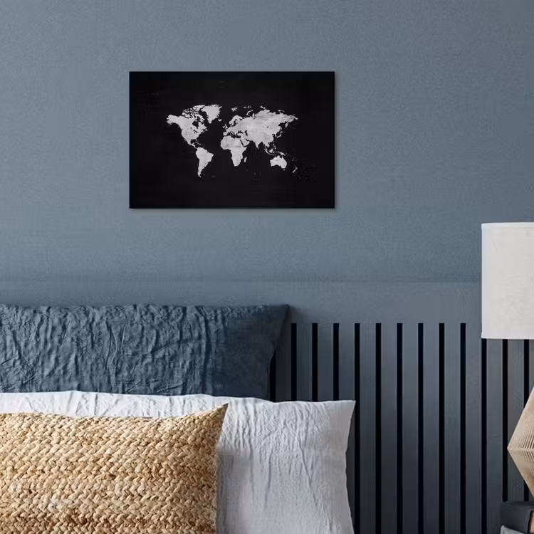Wereldkaart - Minimalistisch - Wit poster papier klein -sfeer2