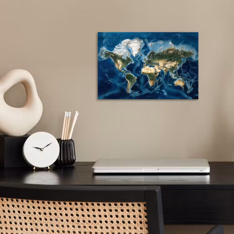 Wereldkaart - Natuurlijk - Goud poster papier klein -sfeer1