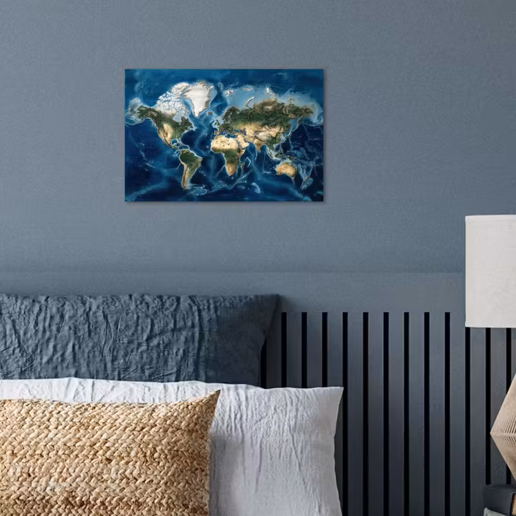 Wereldkaart - Natuurlijk - Goud poster papier klein -sfeer2