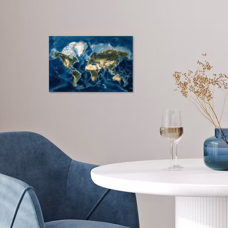 Wereldkaart - Natuurlijk - Goud poster papier klein -sfeer3