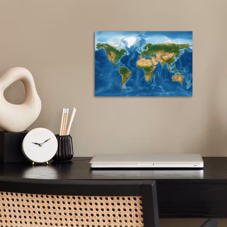 Wereldkaart - Natuurlijk - Levendige kleuren poster papier klein -sfeer1