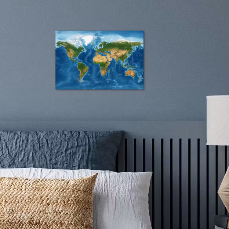 Wereldkaart - Natuurlijk - Levendige kleuren poster papier klein -sfeer2