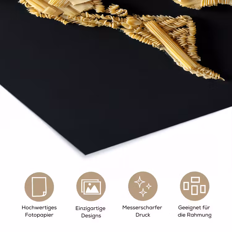 Wereldkaart - Pasta - Zwart poster papier klein -tcloseup_DE