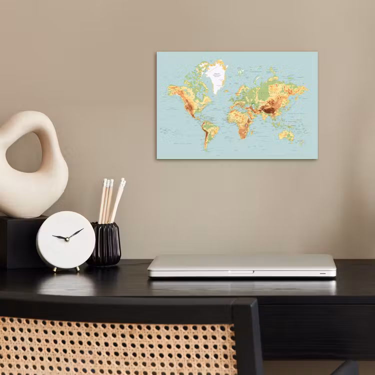 Wereldkaart - Realistisch - Blauw poster papier klein -sfeer1