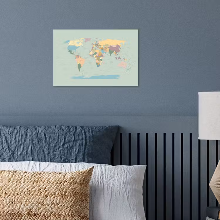 Wereldkaart - Realistisch - Kaart poster papier klein -sfeer2