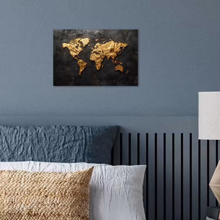 Wereldkaart - Reliëf - Tactiele karakter poster papier klein -sfeer2