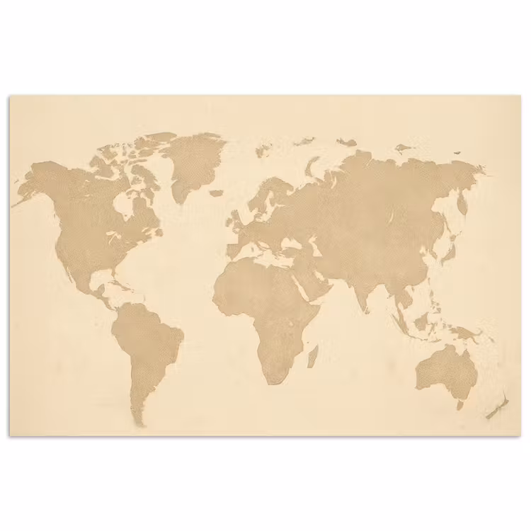Wereldkaart - Zandkleurig - Minimalistisch poster papier klein -3d