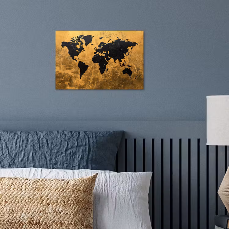 Wereldkaart - Vlekdetails - Goud poster papier klein -sfeer2