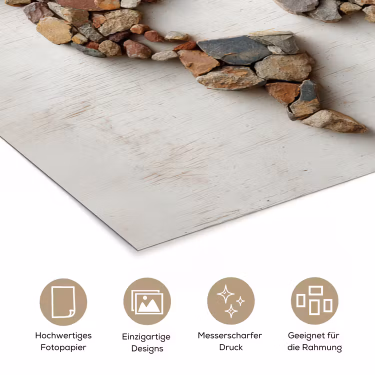 Wereldkaart - Stenen - Wit poster papier klein -tcloseup_DE