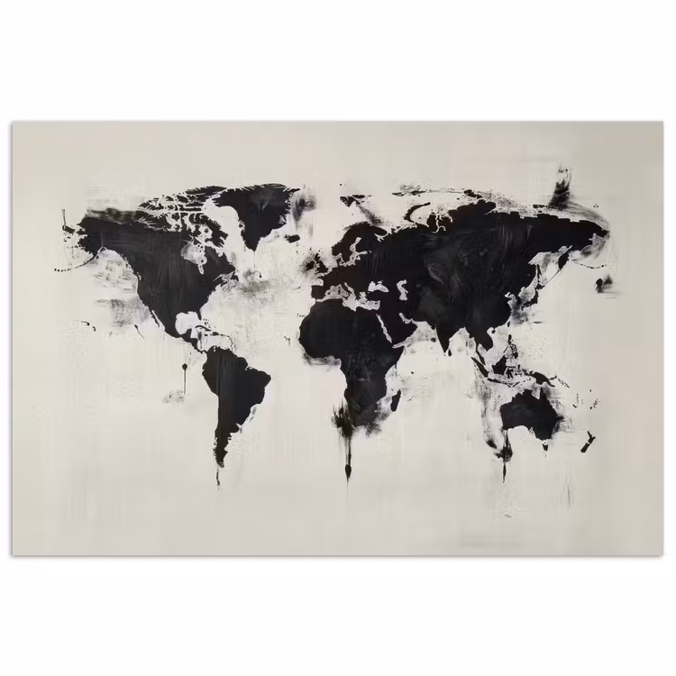 Wereldkaart - Textuur - Verf poster papier klein -3d