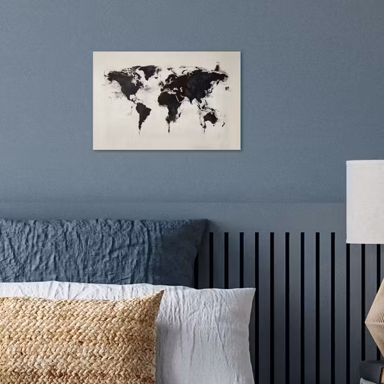 Wereldkaart - Textuur - Verf poster papier klein -sfeer2