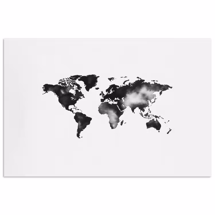 Wereldkaart - Inkt - Zwart poster papier klein -3d