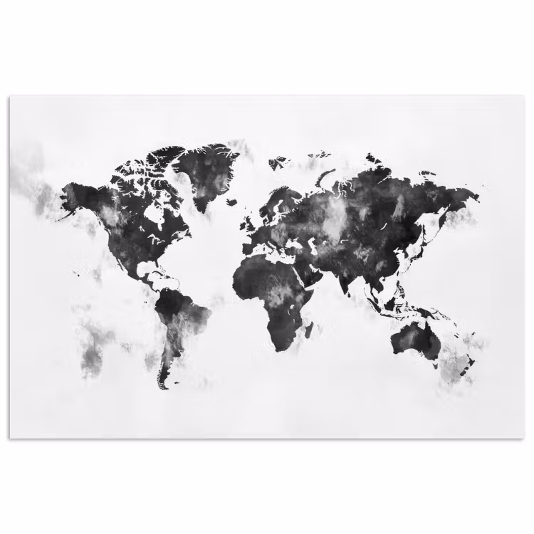 Wereldkaart - Inkt - Zwart poster papier klein -3d
