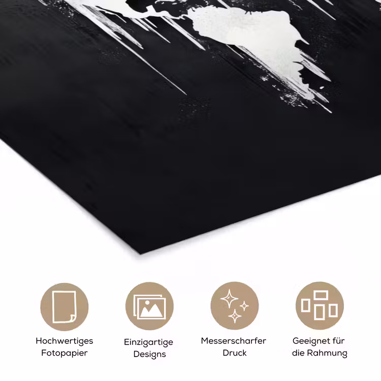 Wereldkaart - Inkt - Wit poster papier klein -tcloseup_DE