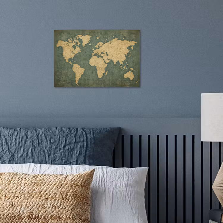 Wereldkaart - Verweerde uitstraling - Subtiel poster papier klein -sfeer2
