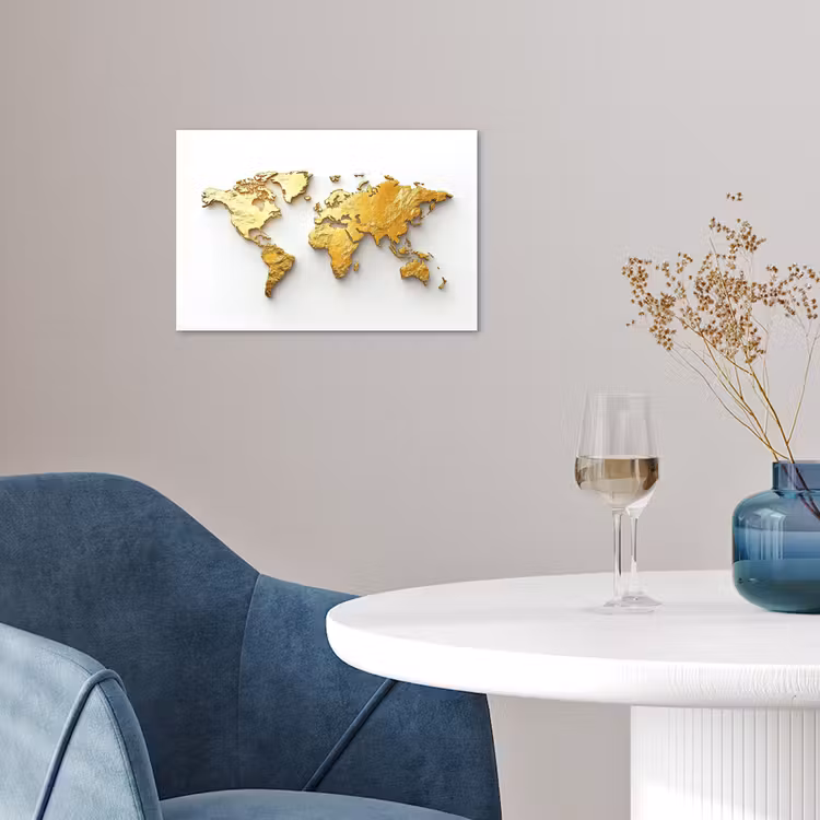 Wereldkaart - Volumineus - Wit poster papier klein -sfeer3